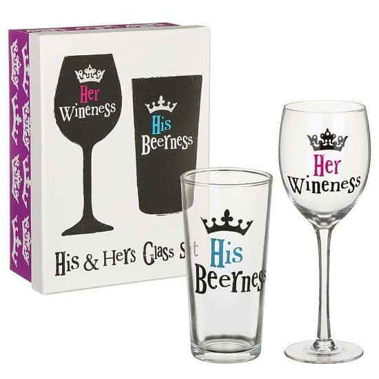 The Bright Side ‘His & Hers’ Drinks Glass Set Free Postage