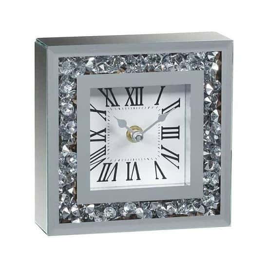 Diamond Mantel Mirrored Crushed Crystal Home Decor Square Table Clock Free Postage