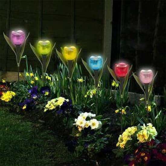 Garden Tulip Flower Shape Solar Powered LED Lights Outdoor Yard Standing Decor Free Postage