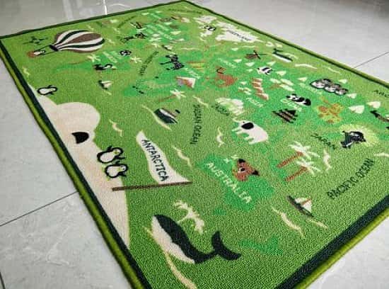 Green Map Area Rug