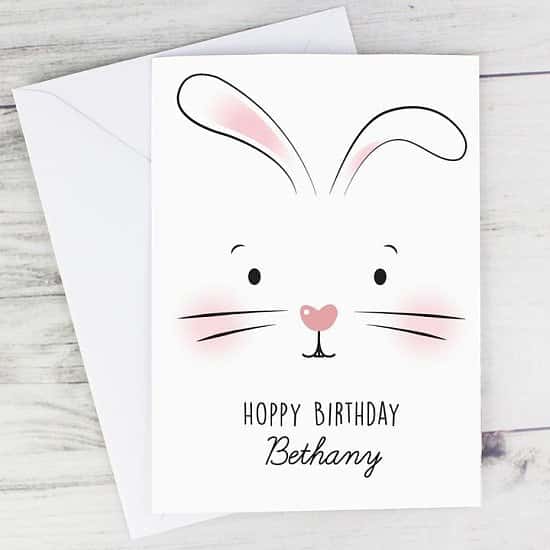 Personalised Bunny Features Card Easter Birthday £3.99 Free Postage