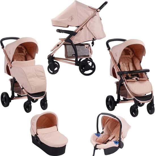 My Babiie MB200+ *Billie Faiers Collection* Travel System & Carrycot - Rose Gold & Blush Free Postag