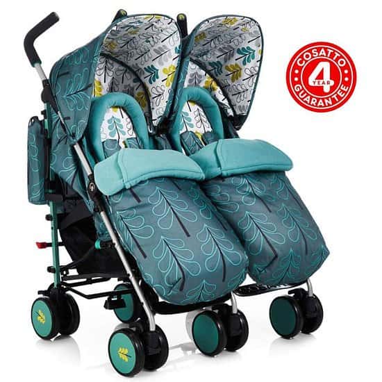 Cosatto Supa Dupa Twin Pushchair Stroller - Fjord Free Postage