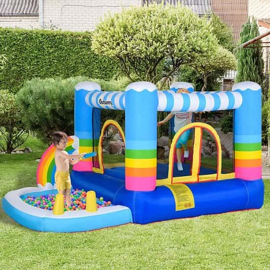 Kids Bouncy Castle House Inflatable Trampoline Water Pool 2 in 1 with Blower for Kids Age 3-12 Free