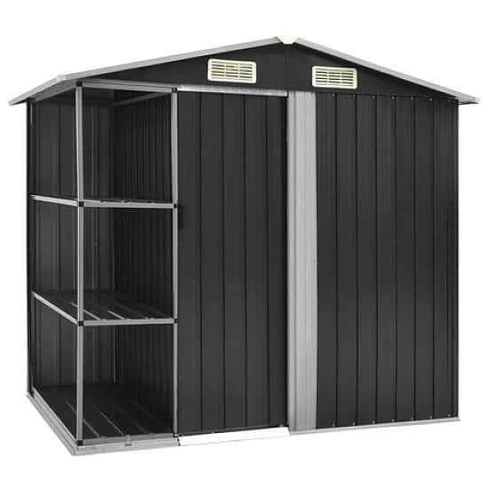 Garden shed with rack