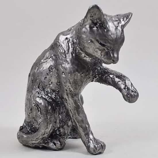 Silver Cat Sculpture H12.5cm
