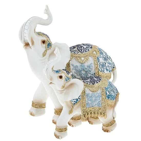 Bombay Blue Elephant Mum/Baby Ornament