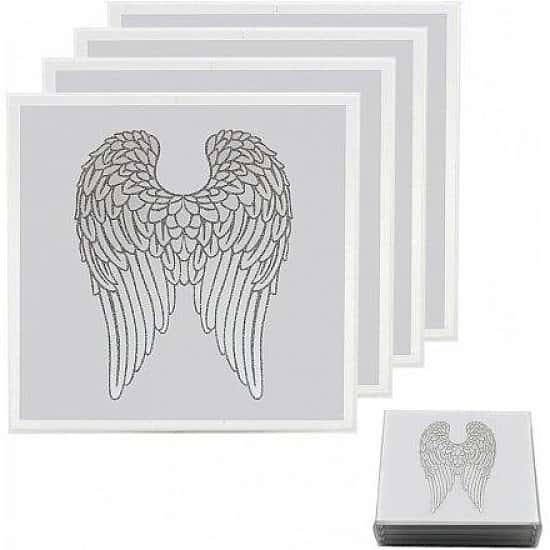 Angel wings mirrored coasters