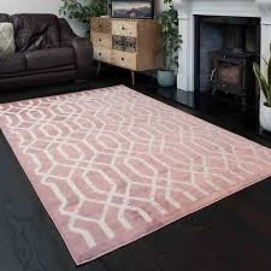 Modern Blush Pink Geometric Bedroom Rugs - Enzo