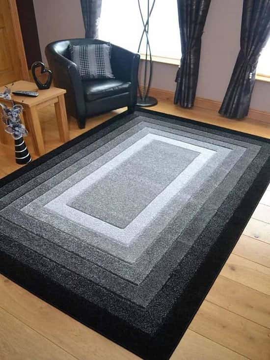 Sahara Plain Border Black Rug - different sizes and prices in description - Free Postage