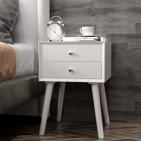 Wooden Nightstand Bedside Table with 2 Drawers