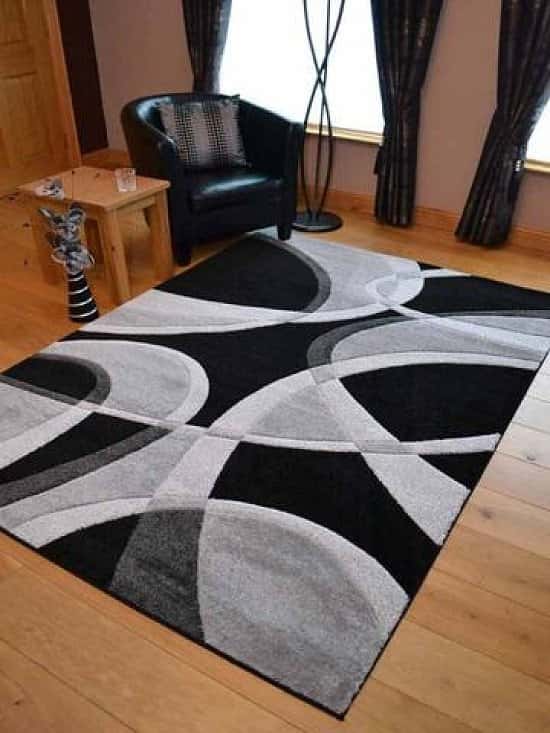 Super verso black and silver area rug