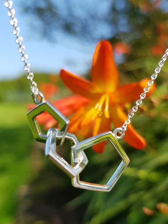 Silver, Quintette Collection, triple pentagon station necklace £42. Free UK delivery