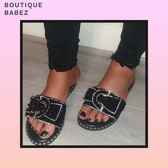 Diamante Buckle Sandals - Black £21.99