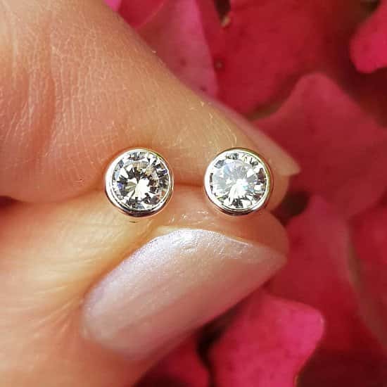 Silver cubic zirconia, 4.5mm circle stud earrings - £19 free delivery - from Callibeau Jewellery