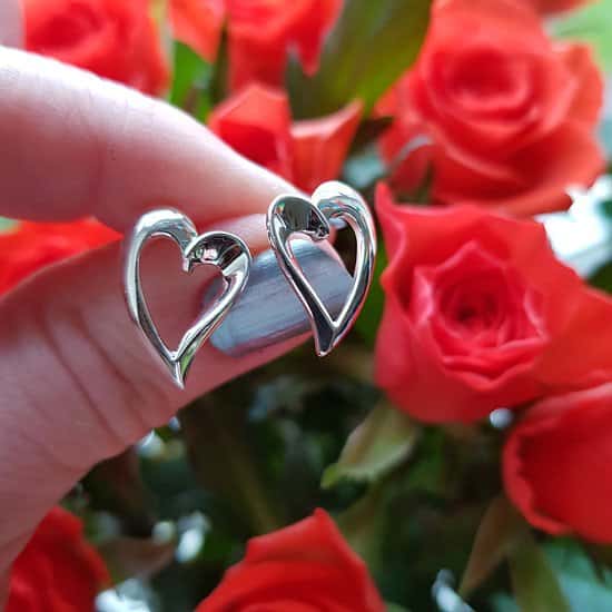 Silver heart outline earrings from Callibeau Jewellery only £24.50, boxed - free UK delivery