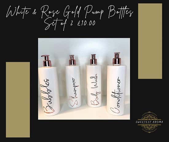 White & Rose Gold Pump Bottles - Set of 2
