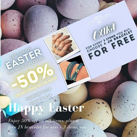 50% discount on all items for Easter Weekend
