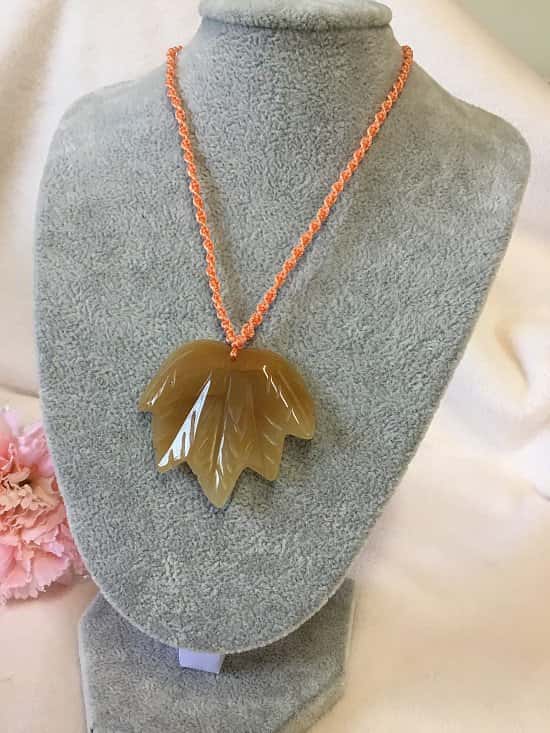 Agate Gemstone  Maple Leaf Pendant Necklace
