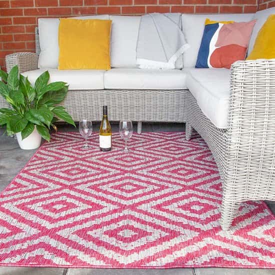 SAVE 20% - Vibrant Pink Geometric Indoor Outdoor Rugs - Habitat!