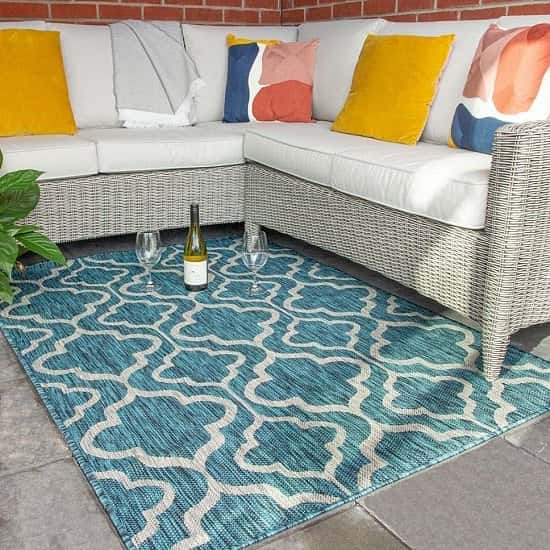 Get your garden ready for the ease of restrictions - Blue Trellis Indoor Outdoor Weatherproof Rugs!