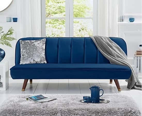 SAVE on the Julianna Sofa Bed in Blue Velvet!
