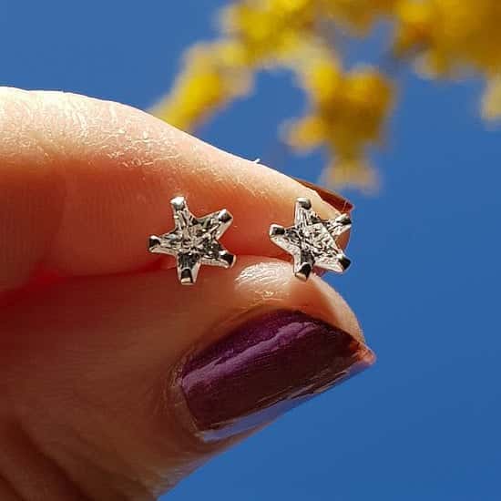 NEW IN - STUNNING SILVER STAR WITH STAR CUBIC ZIRCONIA STUD EARRINGS - ONLY £16 - FREE UK DELIVERY
