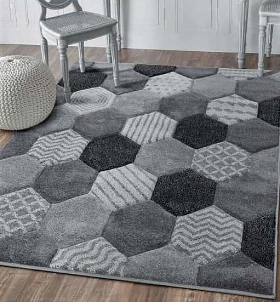 Chicago Hexagon - Grey Rug - different sizes and prices in description