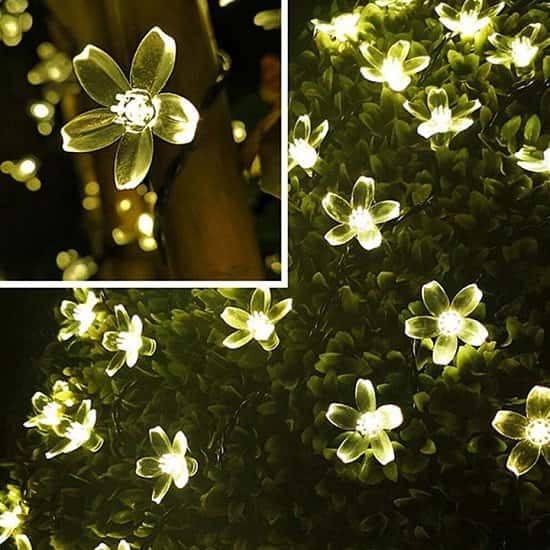 50 LED Solar Power Flower Fairy Garden Lights String Outdoor- Warm White