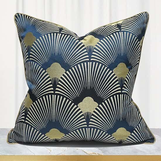 Blue Fan Striped Pattern Cushion Cover - 45 x 45 cm and 50 x 50 cm