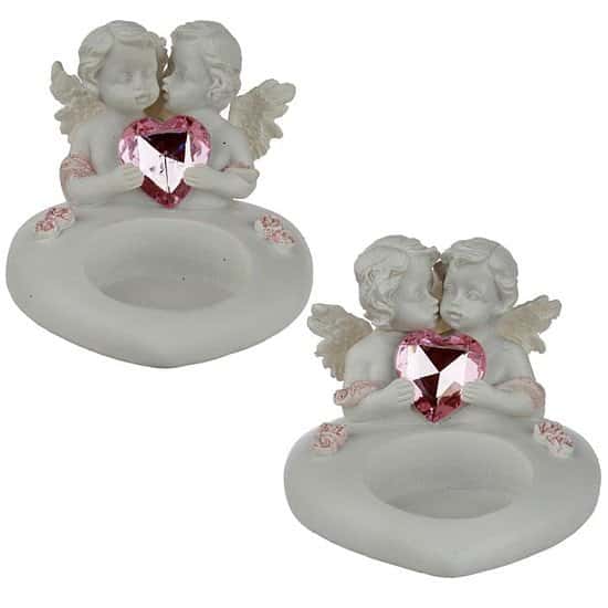 Collectable Peace of Heaven Cherub - Sweetheart Kisses Tea Light Candle Holder Free Postage