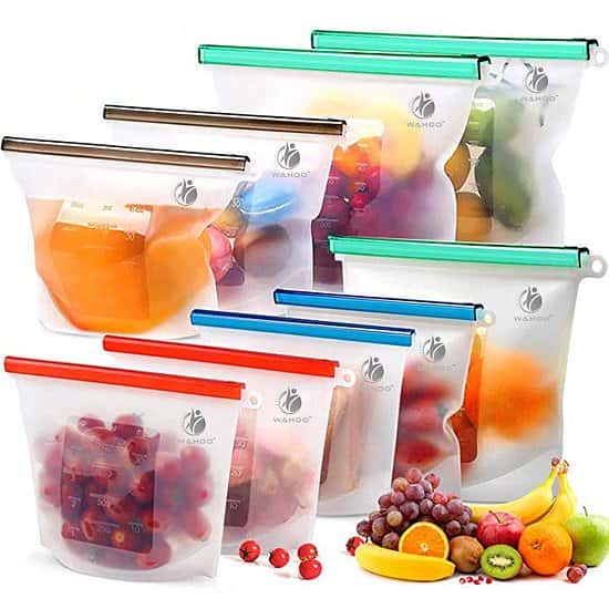 WIN THESE REUSABLE SILICONE FOOD STORAGE BAGS - SET OF 6 BAGS