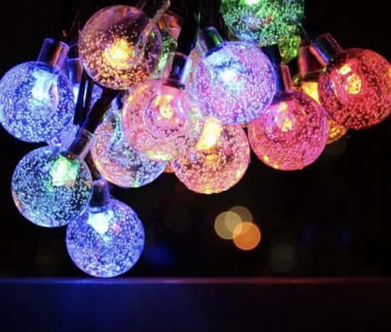 Multicolor ) Outdoor Solar-Powered 60-LED String Lights - 12M