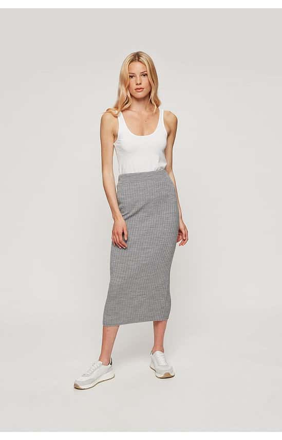 SALE - Light Grey Ribbed Midi Skirt!