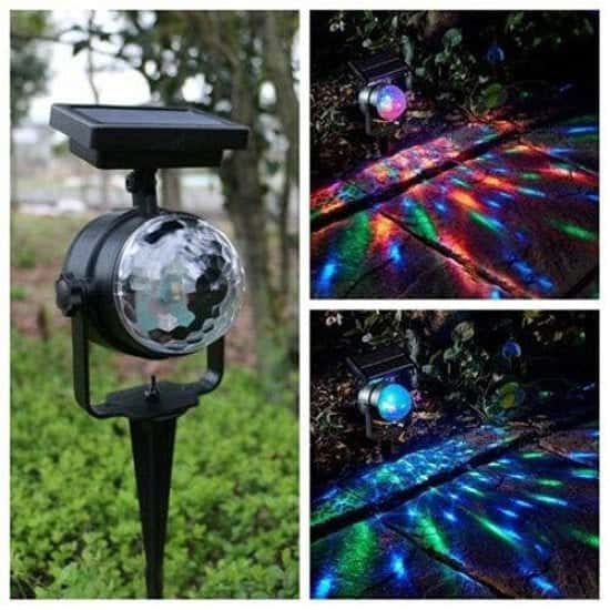 Solar LED Carnival Moving Colour Changing Spotlight Garden Party Stage Light
