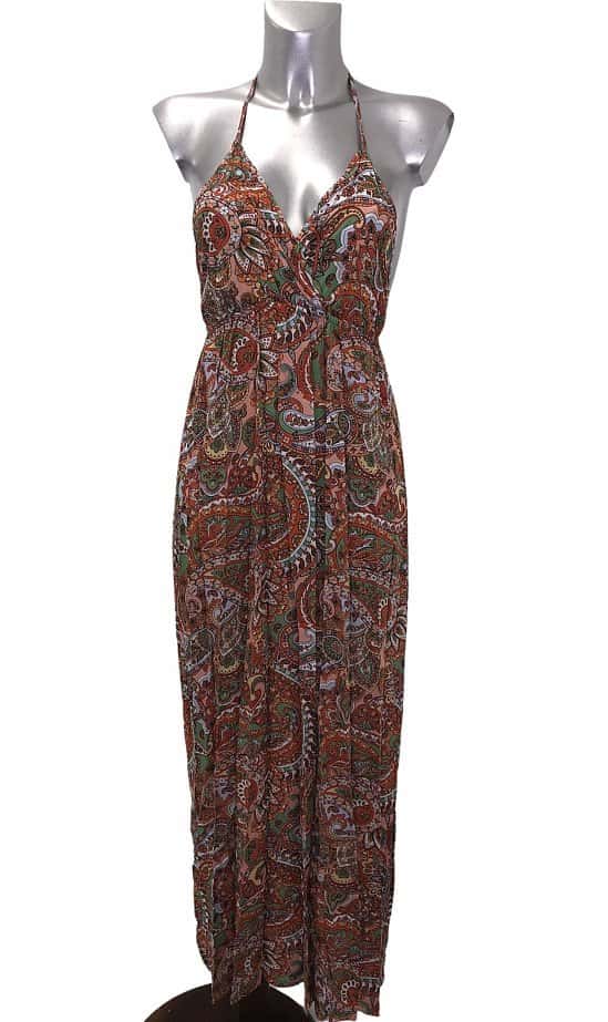 £7 Printed Halterneck Side Split Maxi Dress