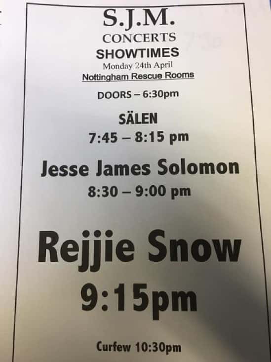 Tonight's set times for Rejjie Snow! Tickets available on the door!