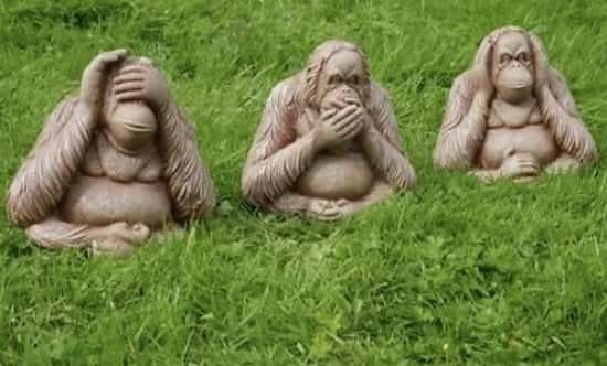 3 Large Wise Monkeys Garden Ornament No Evil See Speak HearOrangutan Statues