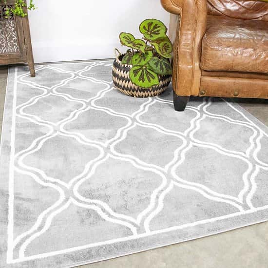 SAVE 8 Light Grey Trellis Living Room Rug Oscar! Kukoon Rugs Deal