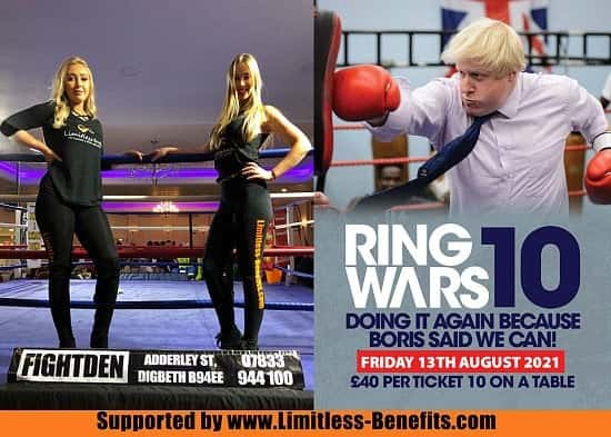 Win tickets to Ring Wars 10 Birmingham boxing supported by Limitless Benefits Ring Girls