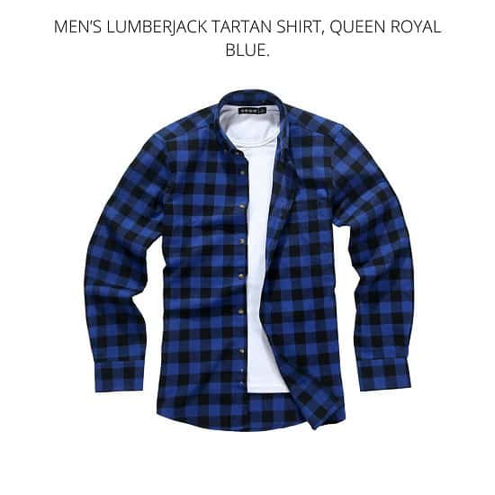 Men’s Lumberjack Tartan Shirt, Queen Royal Blue.