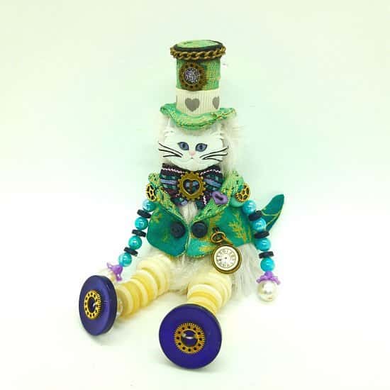 LORD LOVE A LOT STEAMPUNK BUTTON DOLL CAT - 20% discount available