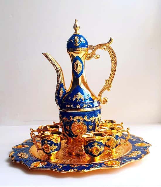 Vintage Luxurious Hand-Engraved Teapot Set BLUE