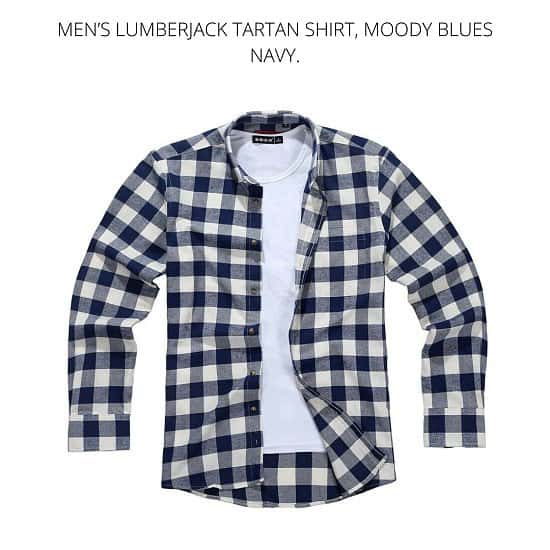 Men’s Lumberjack Tartan Shirt, Moody Blue Navy.