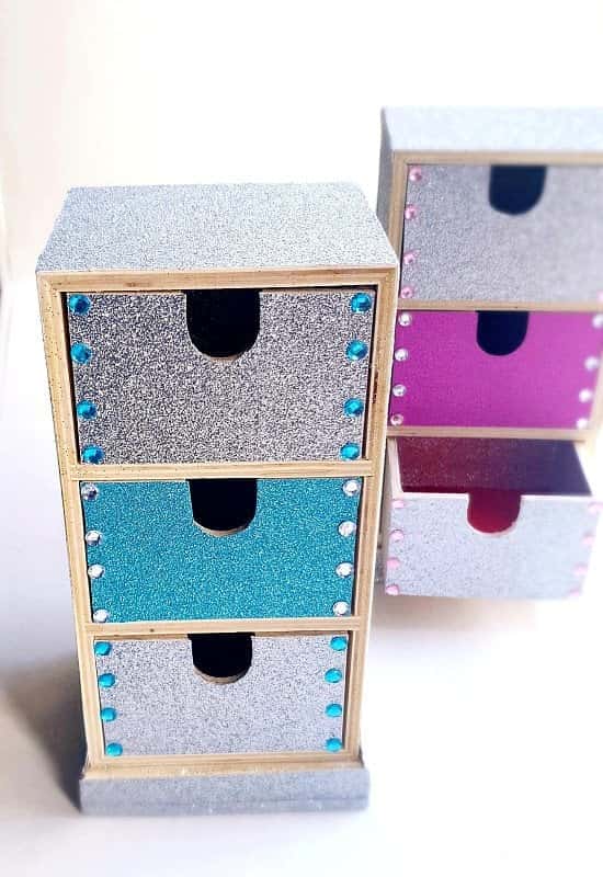 Handmade multipurpose 3 drawer set BLUE | Jewellery storage