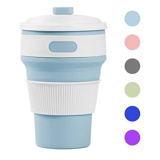 Collapsible Silicone Telescopic Water Bottle Foldable Portable Leakproof Cup Light Blue