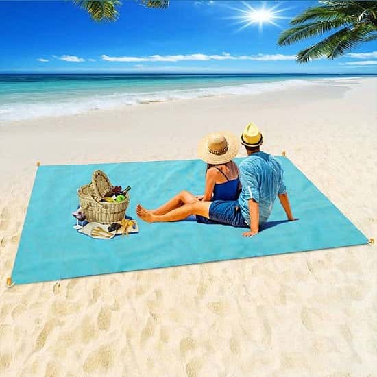 Waterproof Magic Sand Free Beach Mat 150 x 200cm Sand Blanket Mat for Picnic Camping - Blue