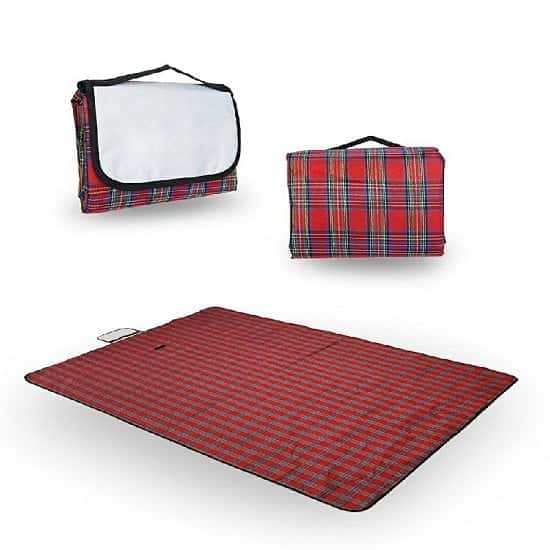 Picnic Blanket Car Travel Camping Outdoor Mat Rug with Carry Handle - Red