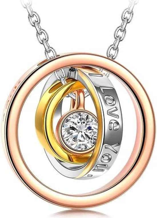 Necklace Gift, Trinity, Three Circles Design, Crystal from Swarovski