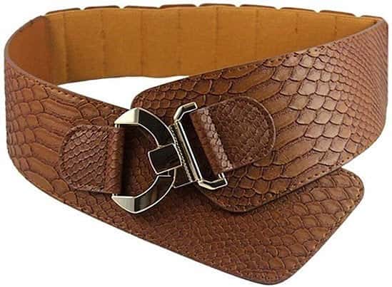 Premium Quality Women's Snake Pattern Belt Wide Elastic Stretch Adjustable Dress Waist Cinch Belt